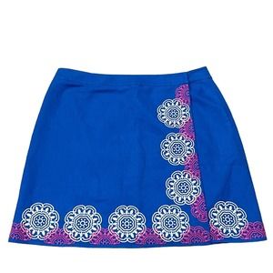 Boden Womens Wrap Skirt Mini Mandala Embroidered Linen Cotton